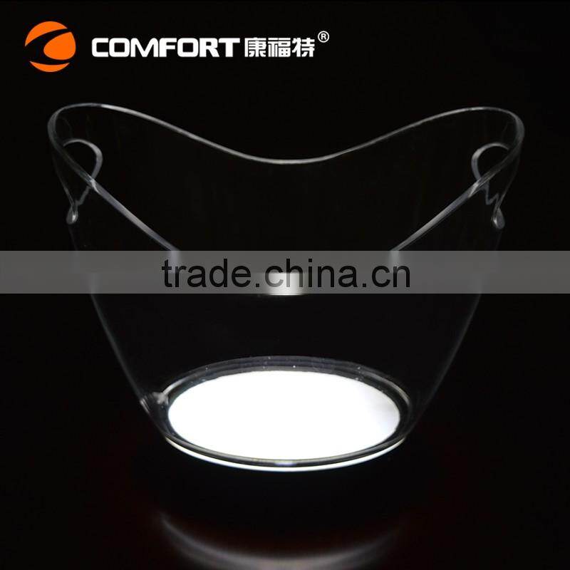 nightclub plastic LED oval ice bucket 4L with handle for beer