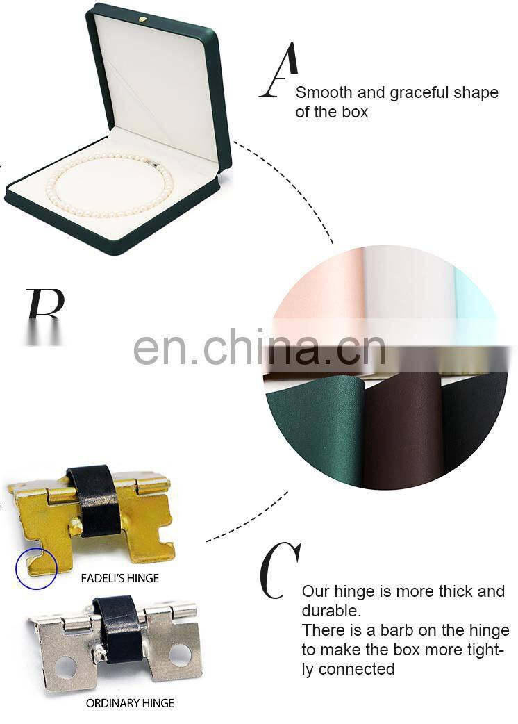 Factory direct supply high quality luxury design lcustomized logo pu leather necklace box packaging