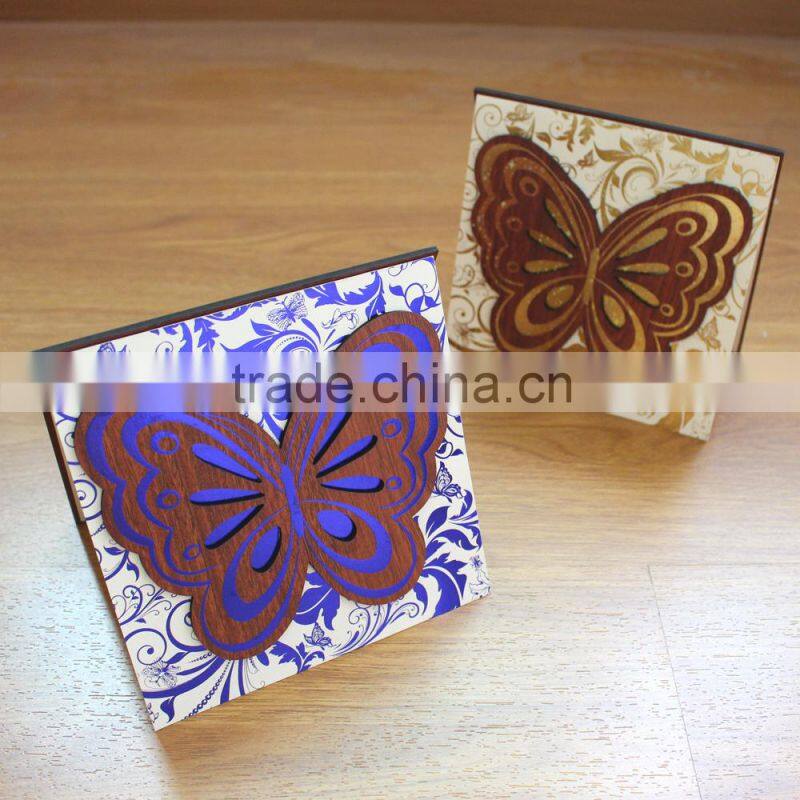 Ideal Products 2015 Perching Birds Folded Wooden Custom Invitation Cards