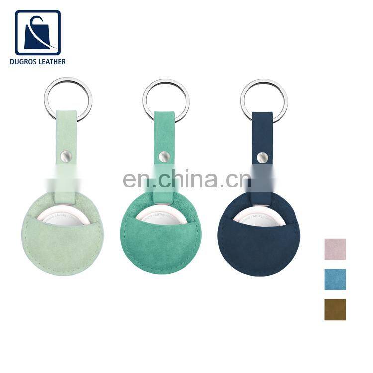 Good Quality Wholesale Nickle Fitting Stitching Matching Genuine Leather Airtag Keychain at Reliable Market Price