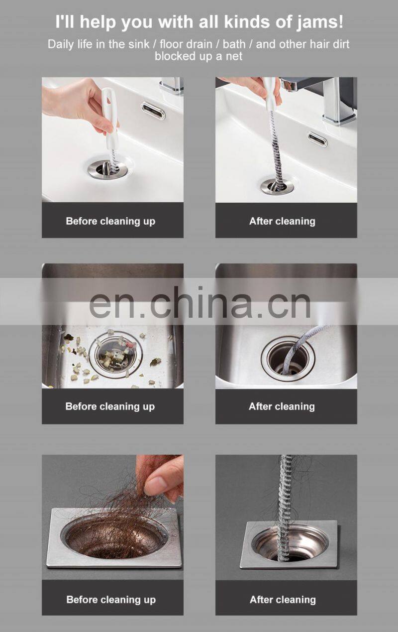 Pipe Dredging Brush Bathroom Hair Sewer Sink Cleaning Brush Drain Cleaner Flexible Cleaner Clog Plug Hole Remover Tool