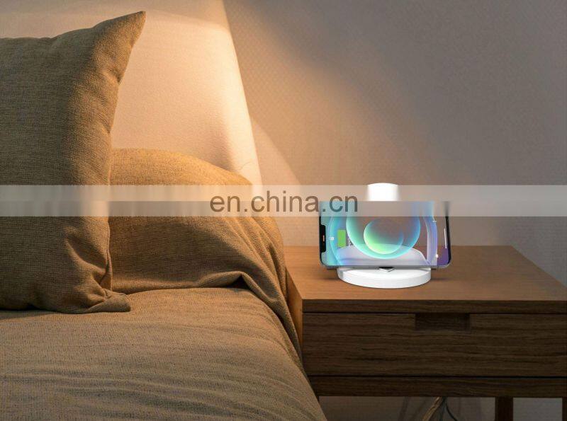 15W Fast Wireless Charger Table Lamp For iPhone X XR XS Mobile Phone Charging Holder Night Light Pad Phone Stand Desk Lamp