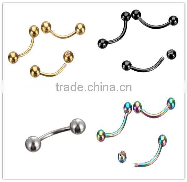 316L surgical stainless steel titanium curved rod lip nail puncture body piercing jewelry
