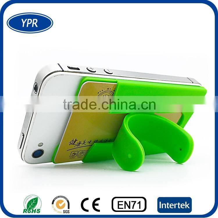 customer logo mobile phone card pockets touch u stand siicone smartphone wallet