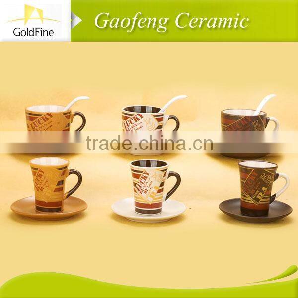 stoneware cup saucer and spoon