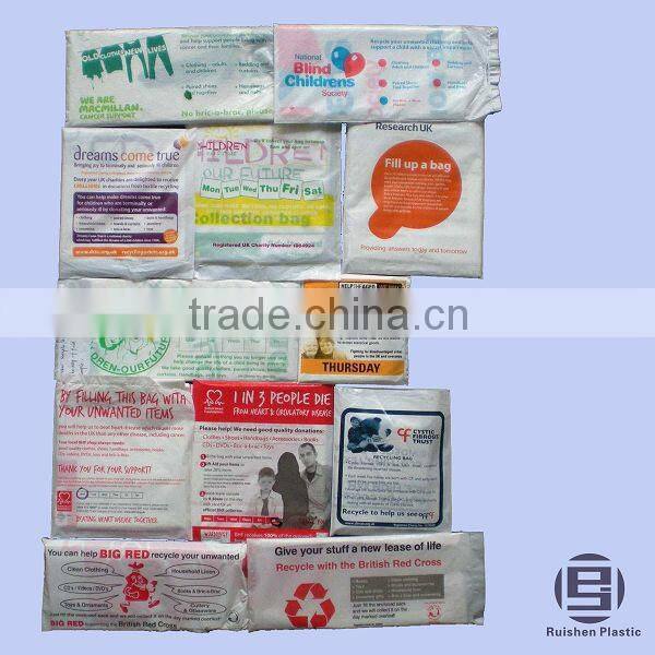 AGEN Biodegradable PE Printed Plastic Charity Bag For Collection