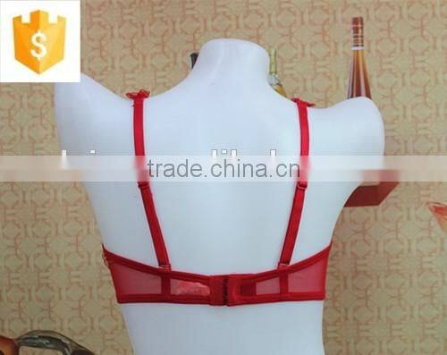 Hot sexy Triangle bright red flower lace bra with wedding hall