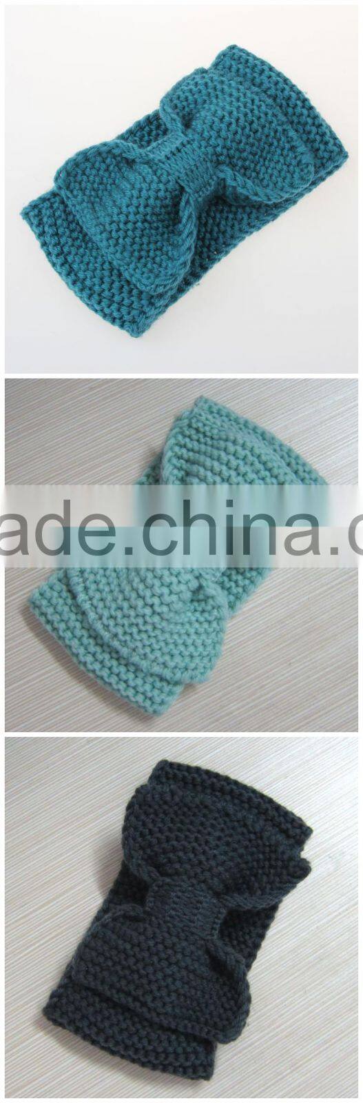 Fashion Cute Bowknot Flower Plain Knitting Lady Women Headband
