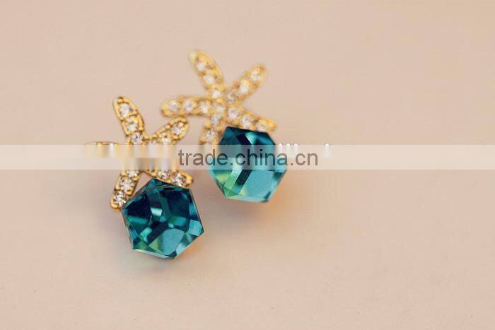 Green Starfish Earrings Bridal Starfish Earrings Starfish Jewelry