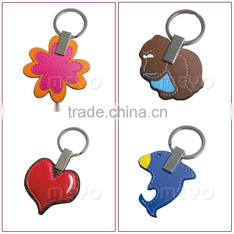 Creative leather metal cartoon key ring for key decoration