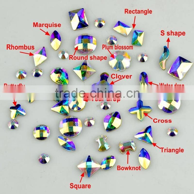 New design flat back crystal nail art rhinestone, assorted shapes nail art rhinestones