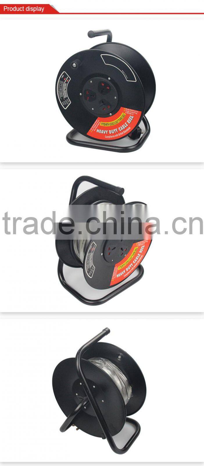 50m power cable reel socket 16A 250V European socket H05VV-F 3G1.5mm2