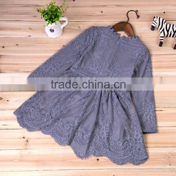 2016 New arrival fashion party kid dress for 2-6T lace ruffle child dress wholesale elegant spring girl dress (ulik-N007)