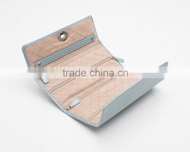 Exquisite Fashion Light Blue PU Leather Travel Jewelry Case