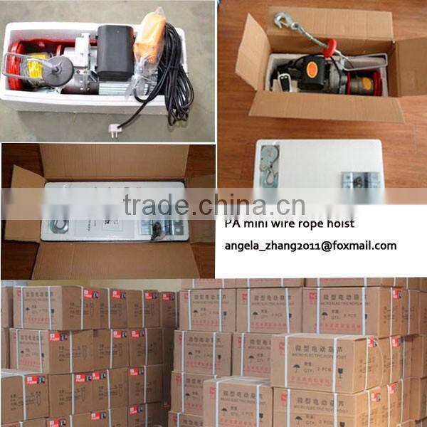 Hot sale PA400 220V 1 phase winch mini electric wire rope hoist