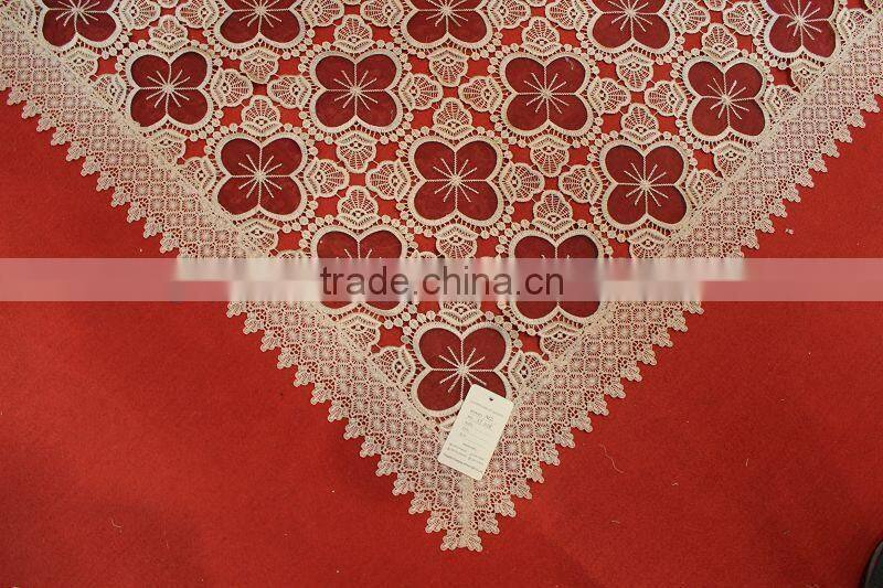 hot sale good quality ellipse clover crochet lace tablecloth made in China