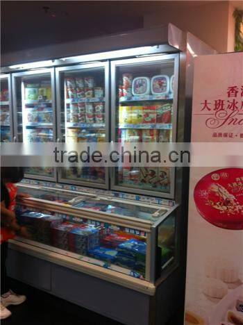 High quality Commercial Display Freezer for Frozen Food Shop, Display Chest Freezer, glass door ice cream freezer
