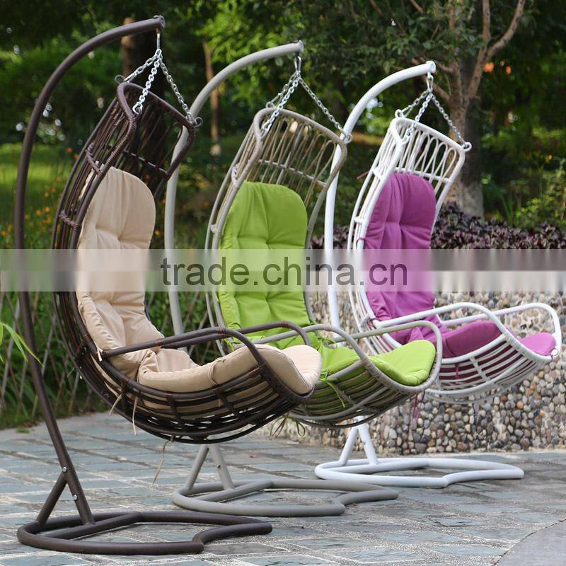 New Trendy Indoor Outdoor Bedroom Balcony Resin Plastic PVC PE Rattan Wicker Single Seat Swing Chair