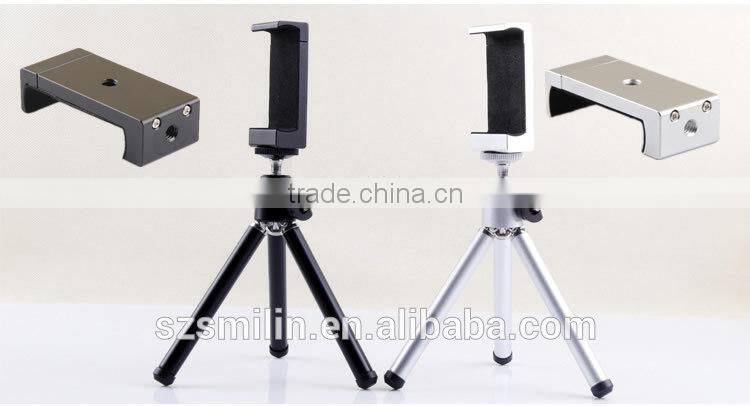 No patent 2 sections extendable Mini Aluminum Tripod Stand with metal mount adapter for Apple iPhone 6 Plus,Samsung Note,HTC