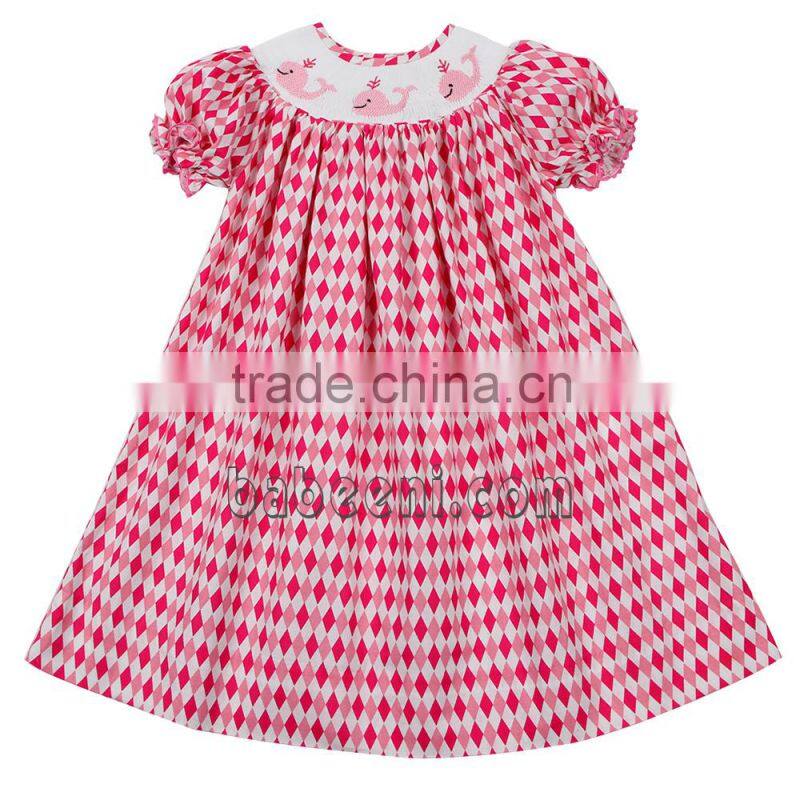 Flowers smocked bishop dress for girl