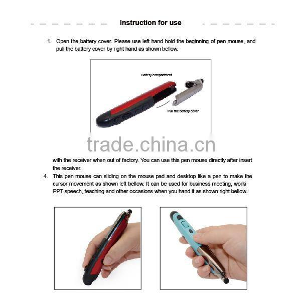 Innovative Multi-function Pen Shaped Wireless Mouse With Laser Presenter and Stylus Touch Pen