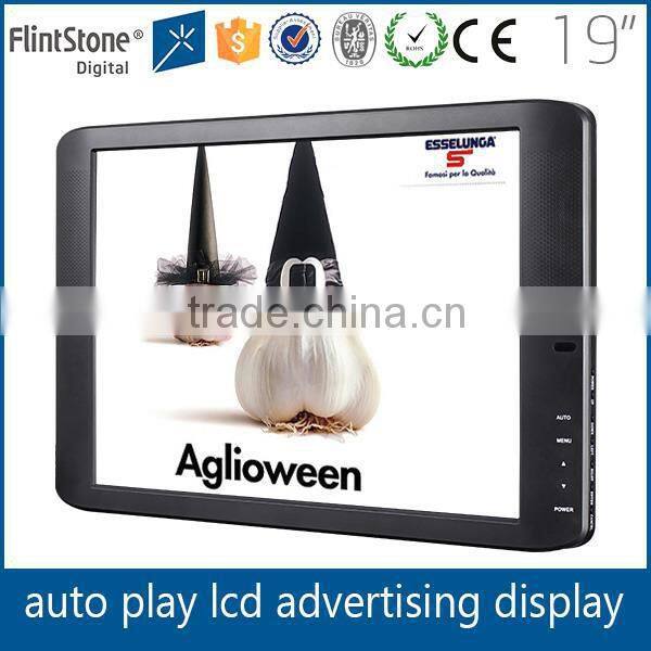 FlintStone motion sensor LCD advertising player, pop video screens, 15'' 19'' Public Display