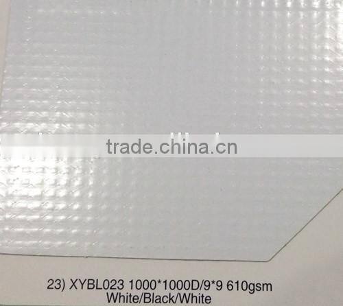 610g PVC flex banner hot laminated & coated white/black/white material
