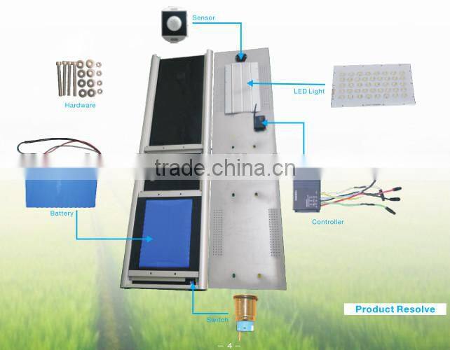 Solar power 110w all in one led street light, battery powered led street light