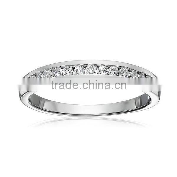 Rhodium Plated Channel Set Round Engagement Sterling Silver CZ Ring