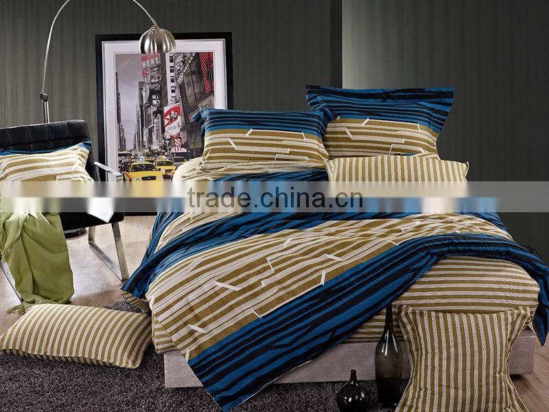 luxury stripe design 100%cotton pigment printed bedding set