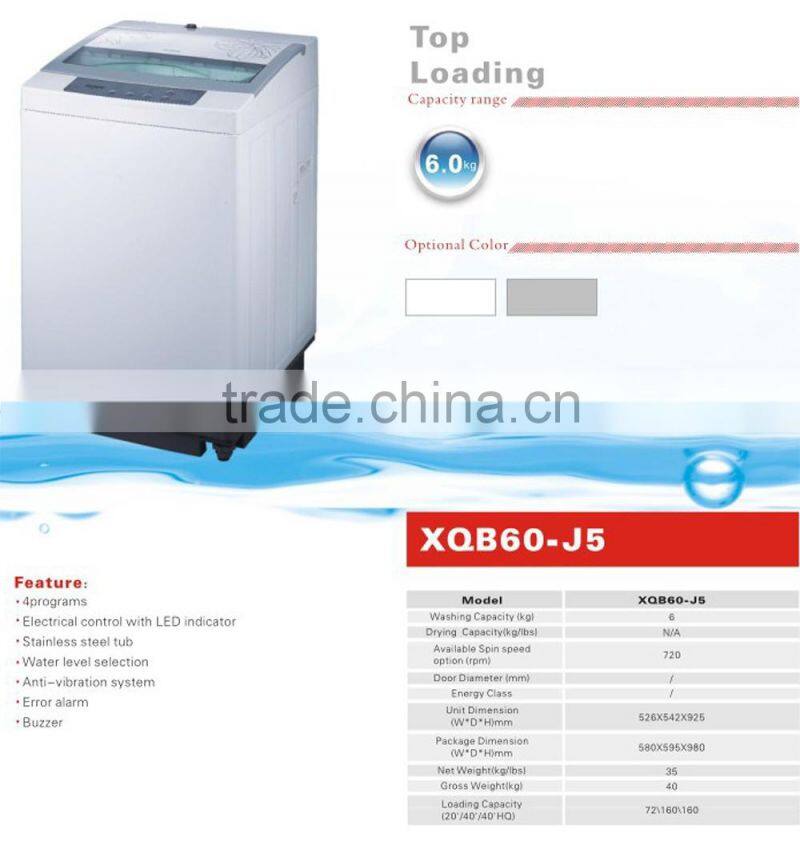 2015 6KG 4 programs top loading washing machine