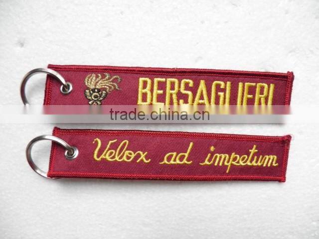 Custom Made High Quality Airlines Pilot Embroidery Jacqaurd Keyring Keychain Gift and Promotion