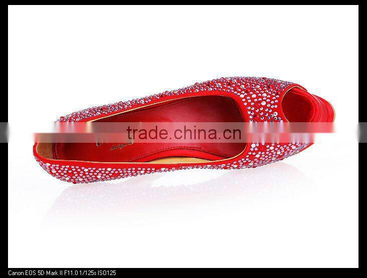 Sexy large size up 12 peep toe crystal party women high heel platform shoes