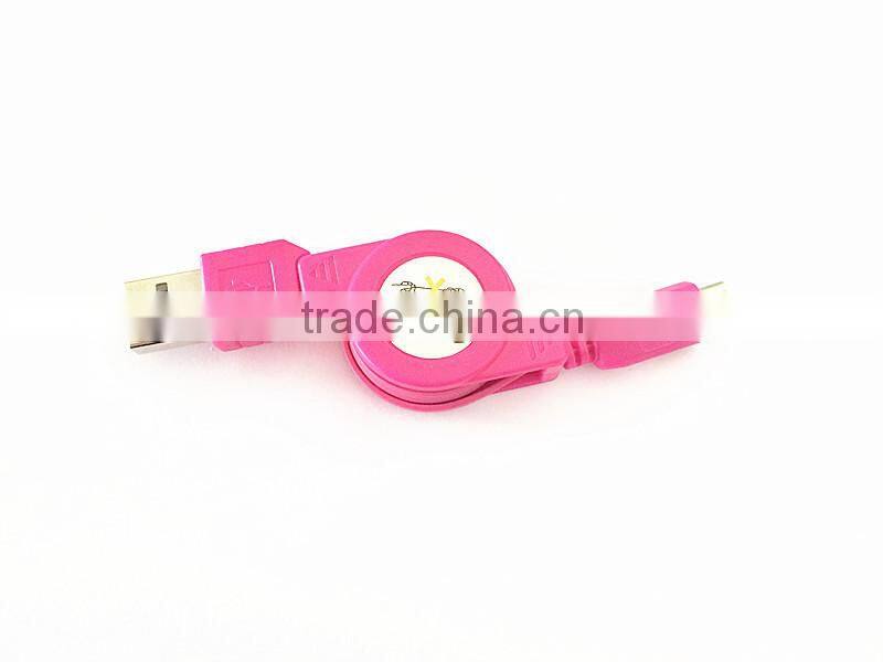 Wholesale colorful retractable 2.0 USB micro charger cable for Samsung Android phones