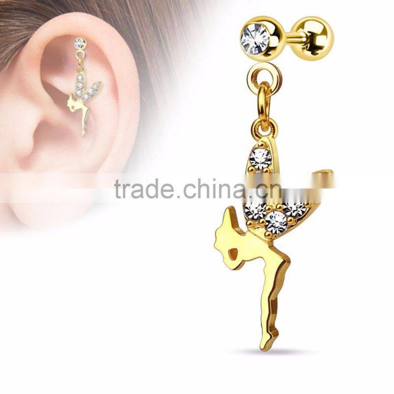 Wing Fairy Surgical Steel Ear Cartilage Tragus Barbell Stud
