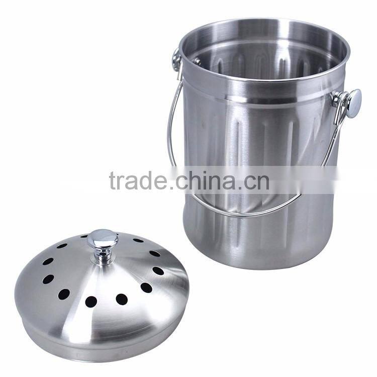 Excellent houseware 0.6 gallon stainless steel Compost Bucket with carbon filters