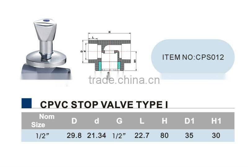 ERA brand CPVC valve SCH80 CPVC Stop Valve