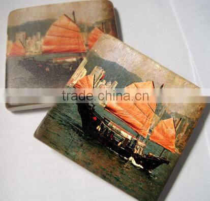 Different imaged white marble coaster