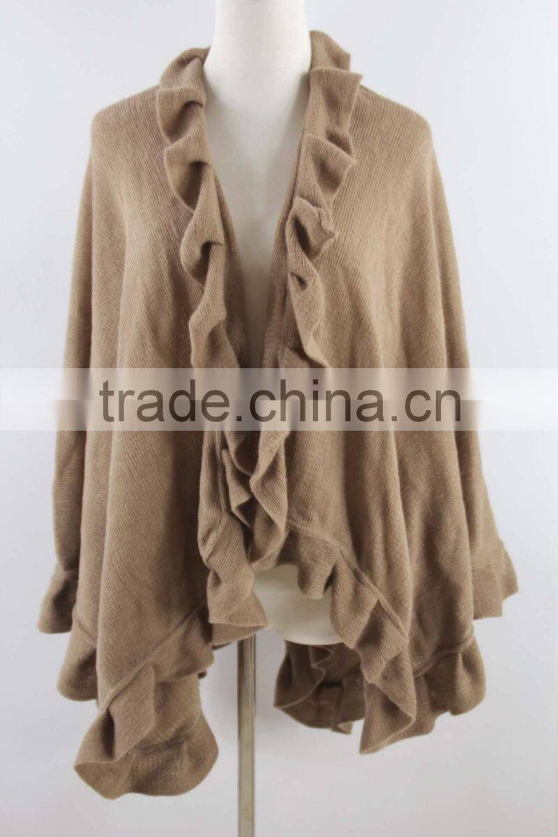 winter women capes cashmere knitted poncho shawl with flower fringe
