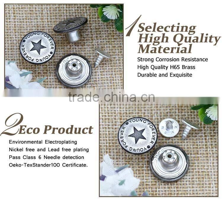 Factory direct sell custom button jeans button for jacket garment