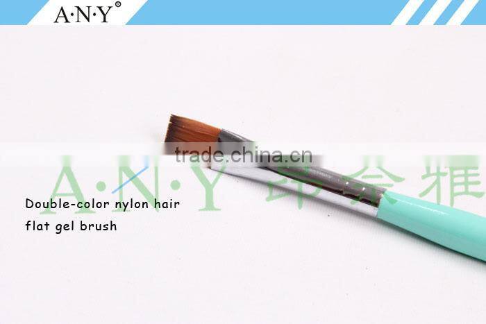 ANY Nail Art Gel Painting Wood Handle Flat Nail Art Gel Brush Nylon Hair