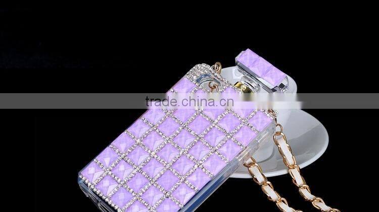 With PU chain Perfume Bottle Eiffel diamond case cover for iphone 5"