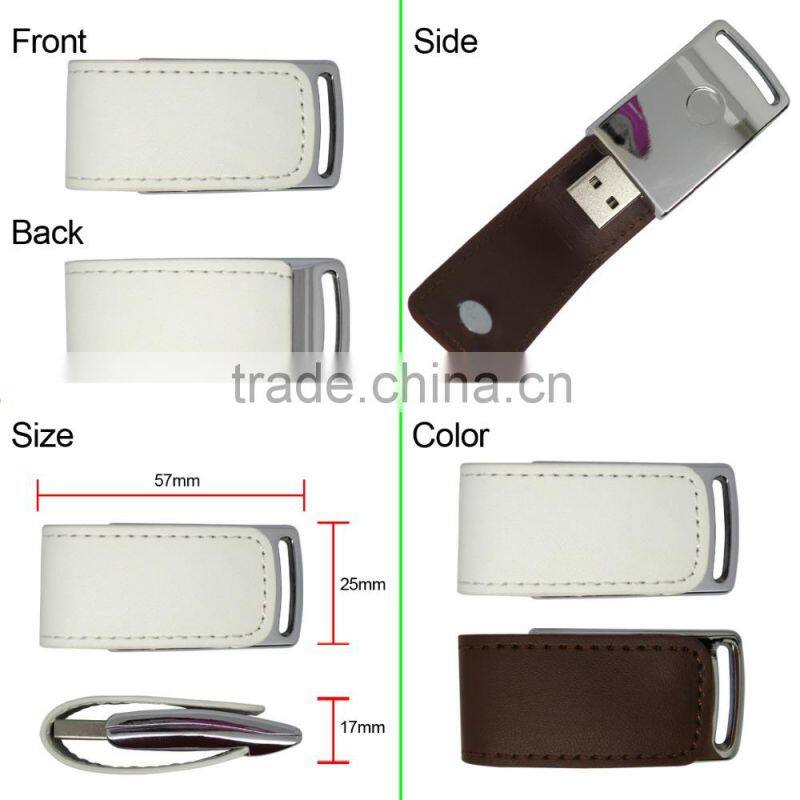 Novelty leather&Metal Stick USB3.0 Flash Memory Thumb Drive 64GB