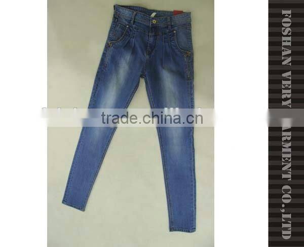 light blue ladies jeans top design with unique pocket