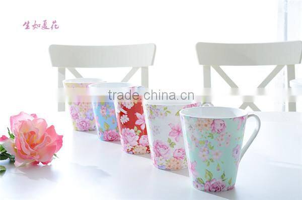 Linyi 12oz new bone china coffee mug full decals gift box for promotional