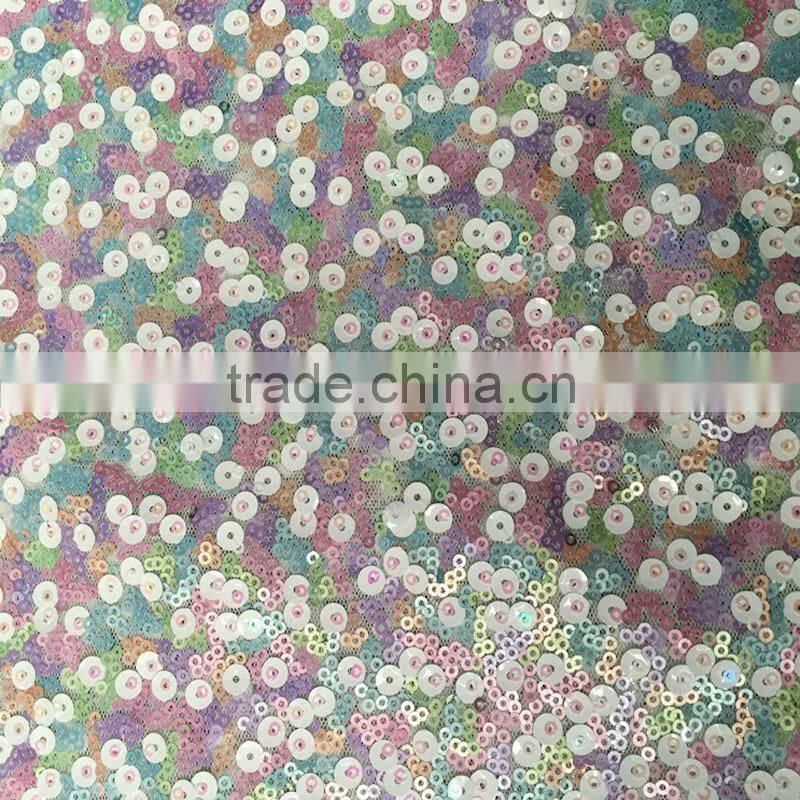 3mm 5mm colorful sequins embroidery fabric