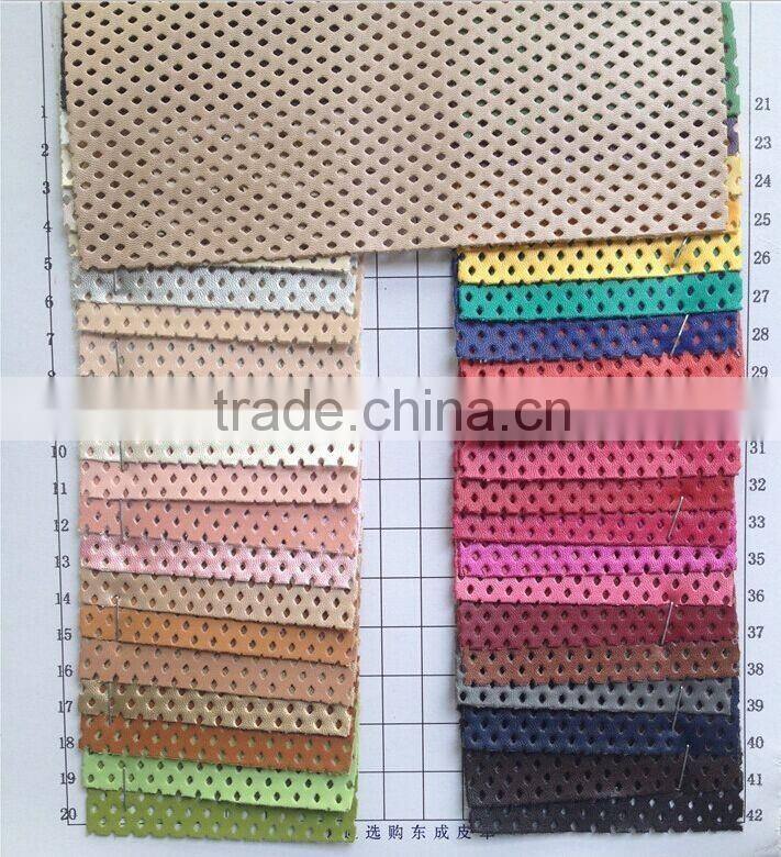 PU material shoe leather ,hole punching design,2017 spring new design