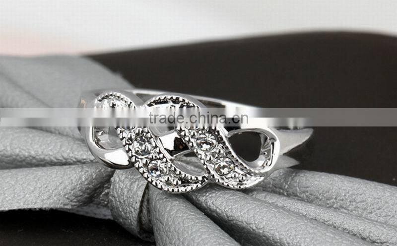 Fashion Hollow Spiral Micro Pave Simple Ring Rose Gold Plated Wide Rings For Women