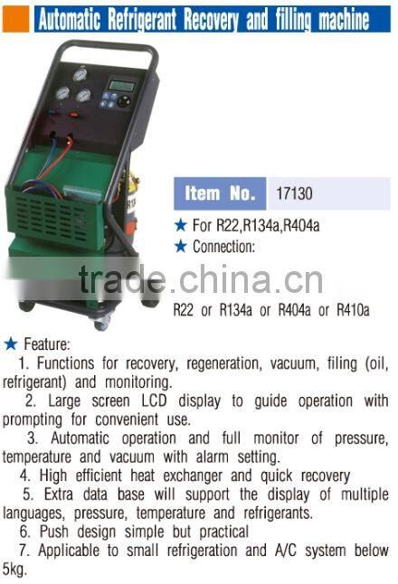 Automatic regrigerant recovery/cleaning and filling machine