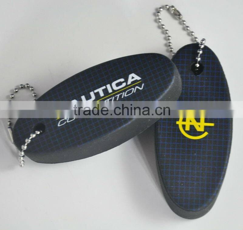 Custom made oval pu float key chain , floating sponge pu keychain